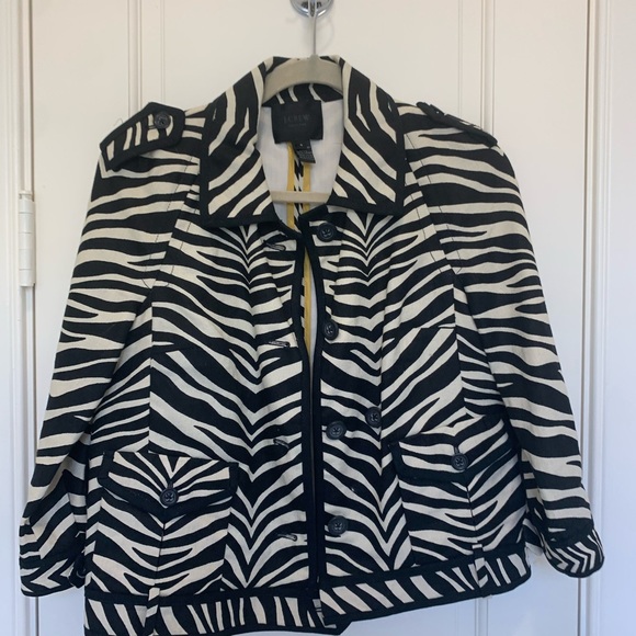 NWOT💓*SUPER CUTE* JCREW WOMEN’S ZEBRA BLAZER BUTTON COLLARED JACKET-BLACK/CREAM - Picture 7 of 9